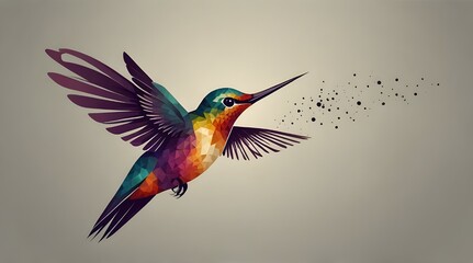 elegant art hummingbird fly logo .Generative AI