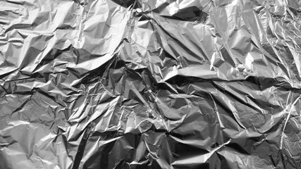 Silver Crumpled Foil Texture Background