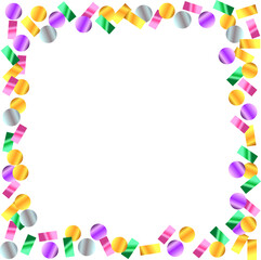Square frame with holiday confetti in different shape