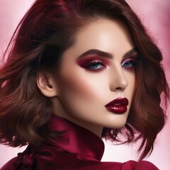 Fototapeta premium portrait of a woman with red lips