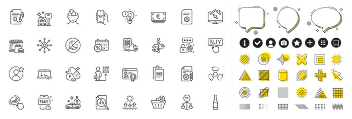 Set of Best friend, Scroll down and Ethics line icons for web app. Design elements, Social media icons. Clipboard, Depression treatment, Food market icons. Vector