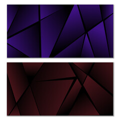 Abstract polygonal pattern. Set of two dark gradient polygonal backgrounds. Background design, cover, postcard, banner, wallpaper