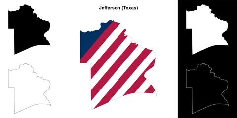 Jefferson County (Texas) outline map set