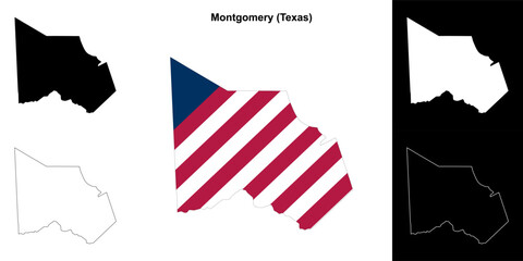 Montgomery County (Texas) outline map set