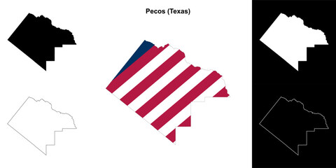 Pecos County (Texas) outline map set