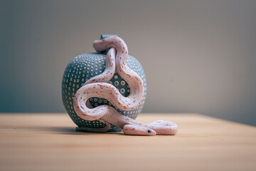 Palmetto corn snake with ceramic apple