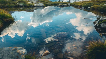 A stream flows through a meadow