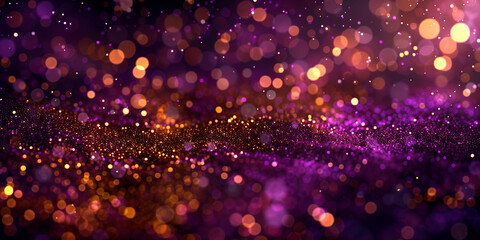 Fototapeta na wymiar banner gold and purple abstract glitter confetti bokeh background