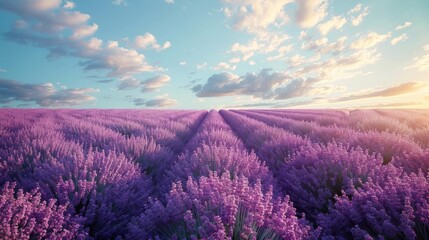 Lavender Flowers in Field Under Cloudy Sky