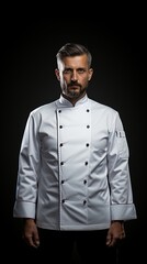 chef jacket design in black background.