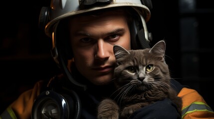 Firefighter Rescues Cat from Burning Building