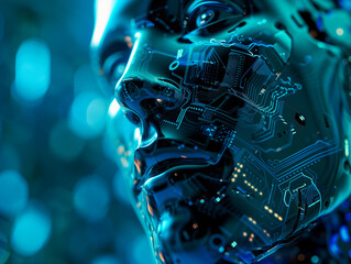 human robot, artificial intelligence, business intelligence, scientific symbols and laboratory equipment, neural networks, science fiction,  technology and anatomy,