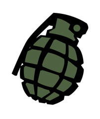 Infantry weapon. Fragmentation hand grenade. Vector image for prints, poster and illustrations.