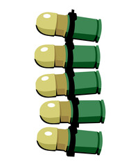 Grenade Launcher Cartridges. Mk 19 Grenade Belt. Automatic Grenade Launcher Ammo. Vector image for prints, poster and illustrations.