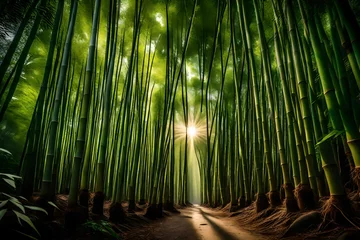 Rolgordijnen bamboo forest background © Momina