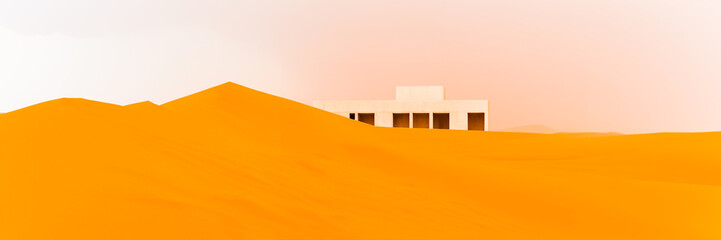 concrete architecture in the Sahara desert - obrazy, fototapety, plakaty