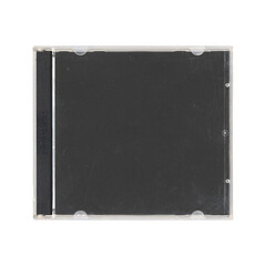 Obraz premium isolated mockup of old music CD disc jewel case with black cover layout for photo and artworks, in transparent background, y2k style