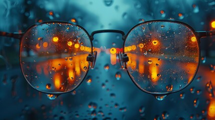 Glasses With touch of Rain - obrazy, fototapety, plakaty