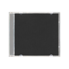 Obraz premium isolated mockup of old music CD disc jewel case with black cover layout for photo and artworks, in transparent background, y2k style