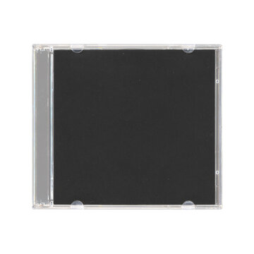 isolated mockup of old music CD disc jewel case with black cover layout for photo and artworks, in transparent background, y2k style