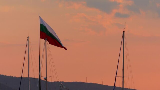 Bulgarian flag in Black Sea port city of Sozopol
