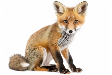 Fototapeta premium A detailed still of a fox in repose, with the focus on the rich textures of its fur and bushy tail