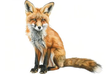 Obraz premium This beautifully crafted hand-drawn illustration of a red fox exudes a classic vibe with meticulous detailing and warm colors