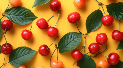 cherries in the middle of the tree garden professional photography