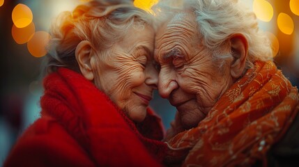 Fototapeta na wymiar Happy elderly couple hugging