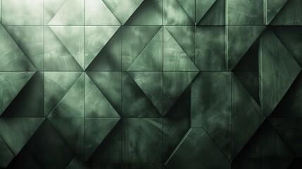 Green triangular abstract polygonal background, 3d rendering