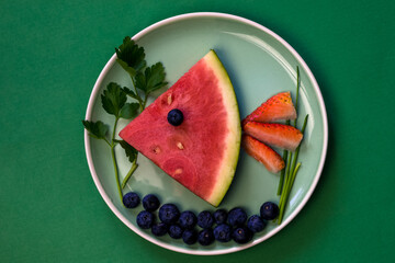healthy fruity creative breakfast plate for children