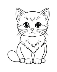 Cute Cat Vector, Cat Coloring Page, Beautiful Cat Black and White, Cat Vector illustration 