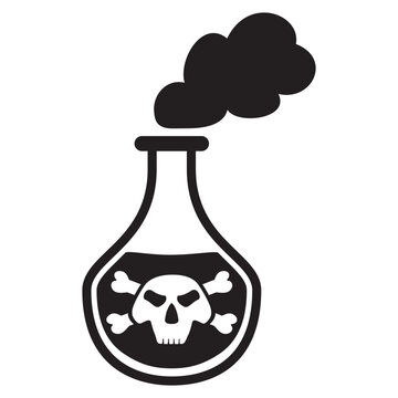 recommend clip art: Glass poison bottle icon. Bottle with skull label.Poisonous chemical toxin with crossbones label.Outline vector illustration.Isolated on white background.Magic acid toxic. Toxic smoke.Venom liquid.