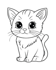 Cute Cat Vector, Cat Coloring Page, Beautiful Cat Black and White, Cat Vector illustration 