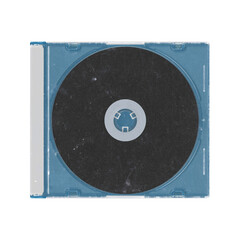 isolated mockup of old music CD disc jewel colored case with black cover layout on CD for photo and artworks, in transparent background, y2k style