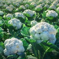 Cauliflower Field, Cauliflower Crop, Many Cauliflowers Agriculture Landscape, Vegetable Farm