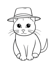 Cute Cat Vector, Cat Coloring Page, Beautiful Cat Black and White, Cat Vector illustration 