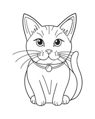 Cute Cat Vector, Cat Coloring Page, Beautiful Cat Black and White, Cat Vector illustration 