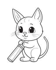Cute Cat Vector, Cat Coloring Page, Beautiful Cat Black and White, Cat Vector illustration 