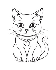 Cute Cat Vector, Cat Coloring Page, Beautiful Cat Black and White, Cat Vector illustration 