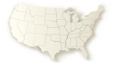 Simple Cutout Illustration of the United States National Map