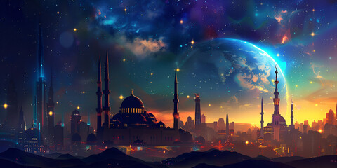 Ramadan dusk picture Beautiful religious - obrazy, fototapety, plakaty