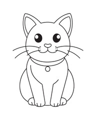 Cute Cat Vector, Cat Coloring Page, Beautiful Cat Black and White, Cat Vector illustration 