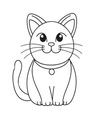Cute Cat Vector, Cat Coloring Page, Beautiful Cat Black and White, Cat Vector illustration 