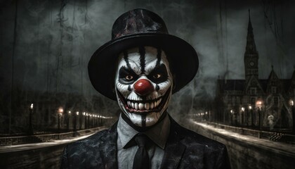 scary halloween clown - obrazy, fototapety, plakaty