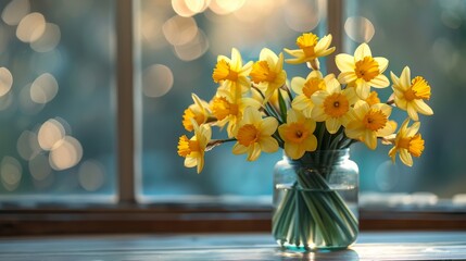 Yellow Flowers in Vase on Table