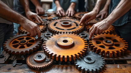 Intricate clockwork, a metallic symphony of engineering precision - obrazy, fototapety, plakaty