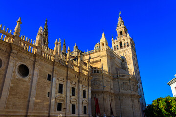 Fototapeta na wymiar View of Seville Cathedral of Saint Mary of the See in Seville, Spain