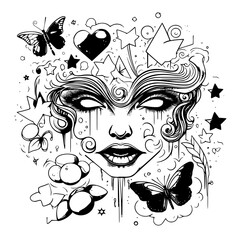 vector, flower, floral, design, illustration, art, pattern, element, decoration, nature, ornament, tattoo, butterfly, black, grunge, heart, skull, set, card, swirl, vintage, plant, silhouette, spring,