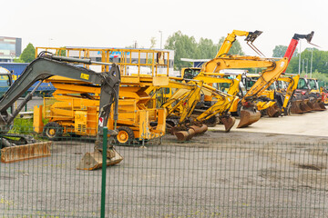 Group of Construction Equipment Parked Together
